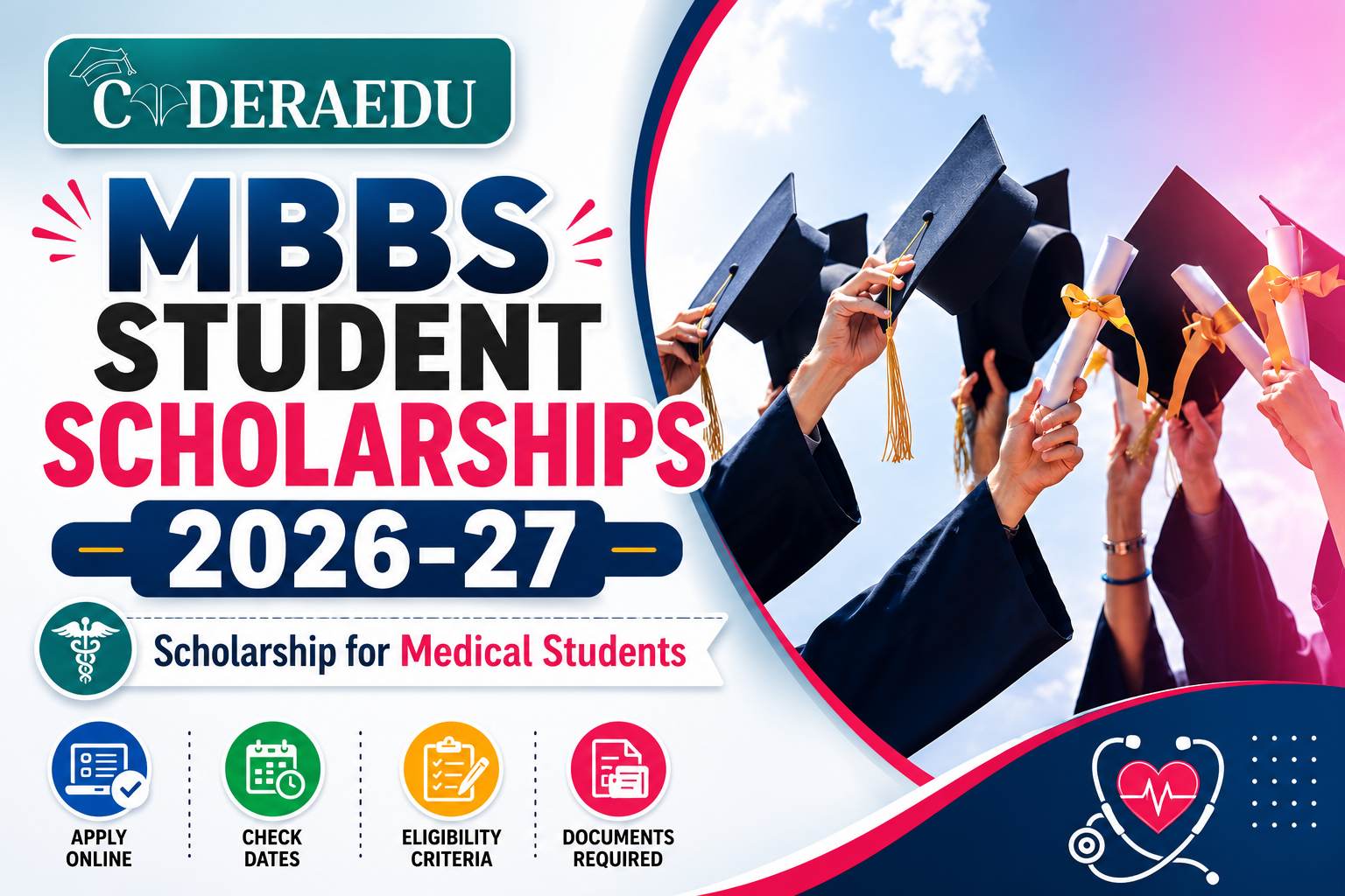 Medical student scholarship certificate with stethoscope